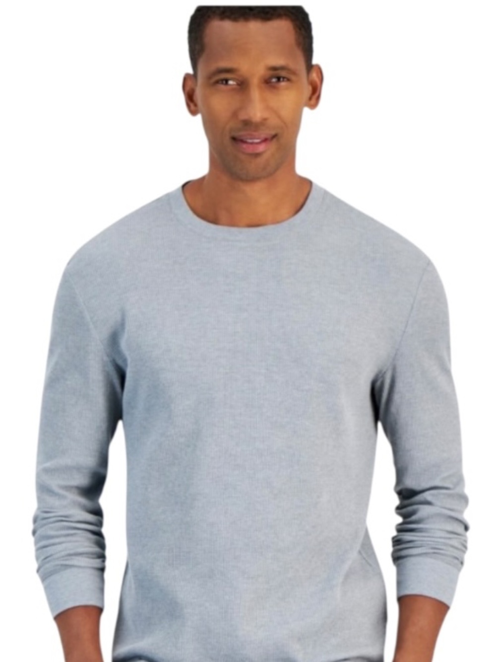 Club Room Men's Thermal Long Sleeve Henley, Smooth Silver - NWT